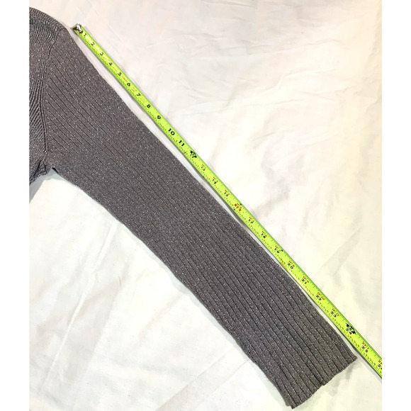 JM Collection Cardigan Women's XL Open Front Gray Silver Sparkle Glitter Stretch - Picture 11 of 13